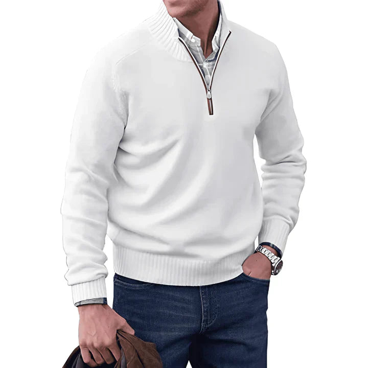 Men’s Quarter Zip Jumper Regular Fit Cold-Weather Top