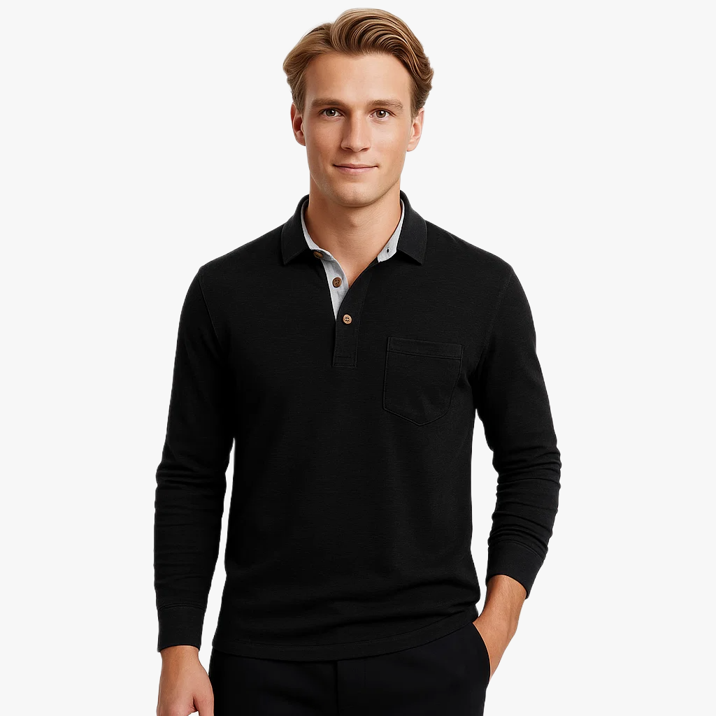Stylish Long Sleeve Men's Polo Shirt