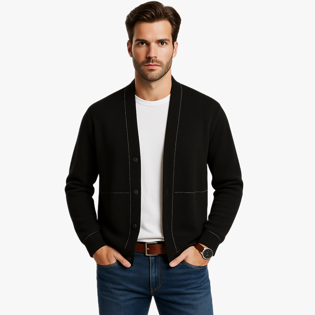 Winter Men's Knitted Cardigan with Buttons