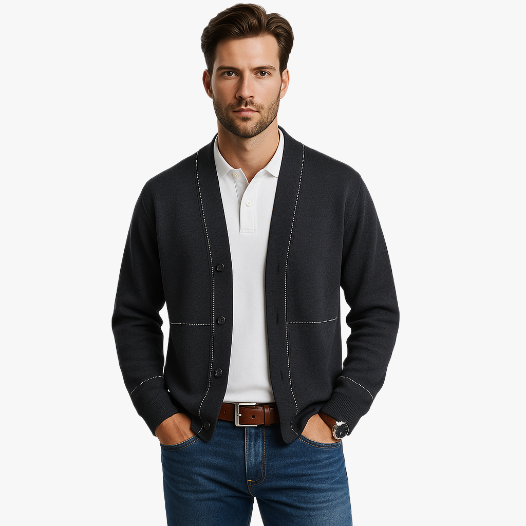 Winter Men's Knitted Cardigan with Buttons