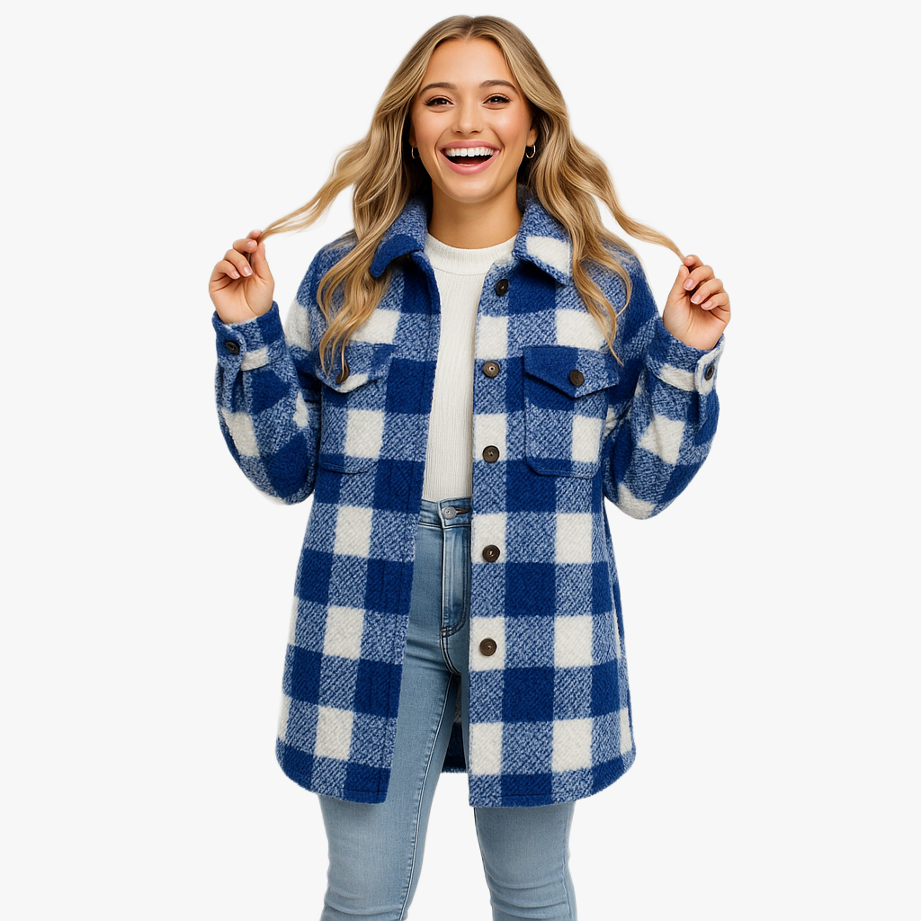 Stylish Warm Checked Winter Coat for Women