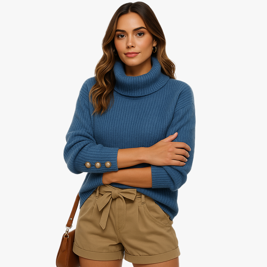 Chic Women's Roll Neck Sweater for Warmth