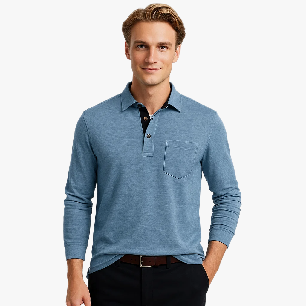Stylish Long Sleeve Men's Polo Shirt