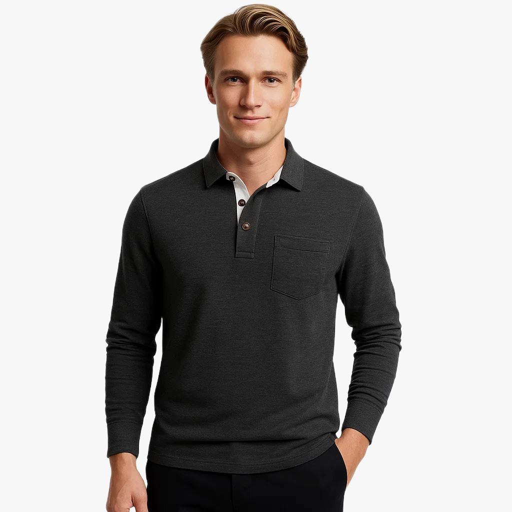Stylish Long Sleeve Men's Polo Shirt