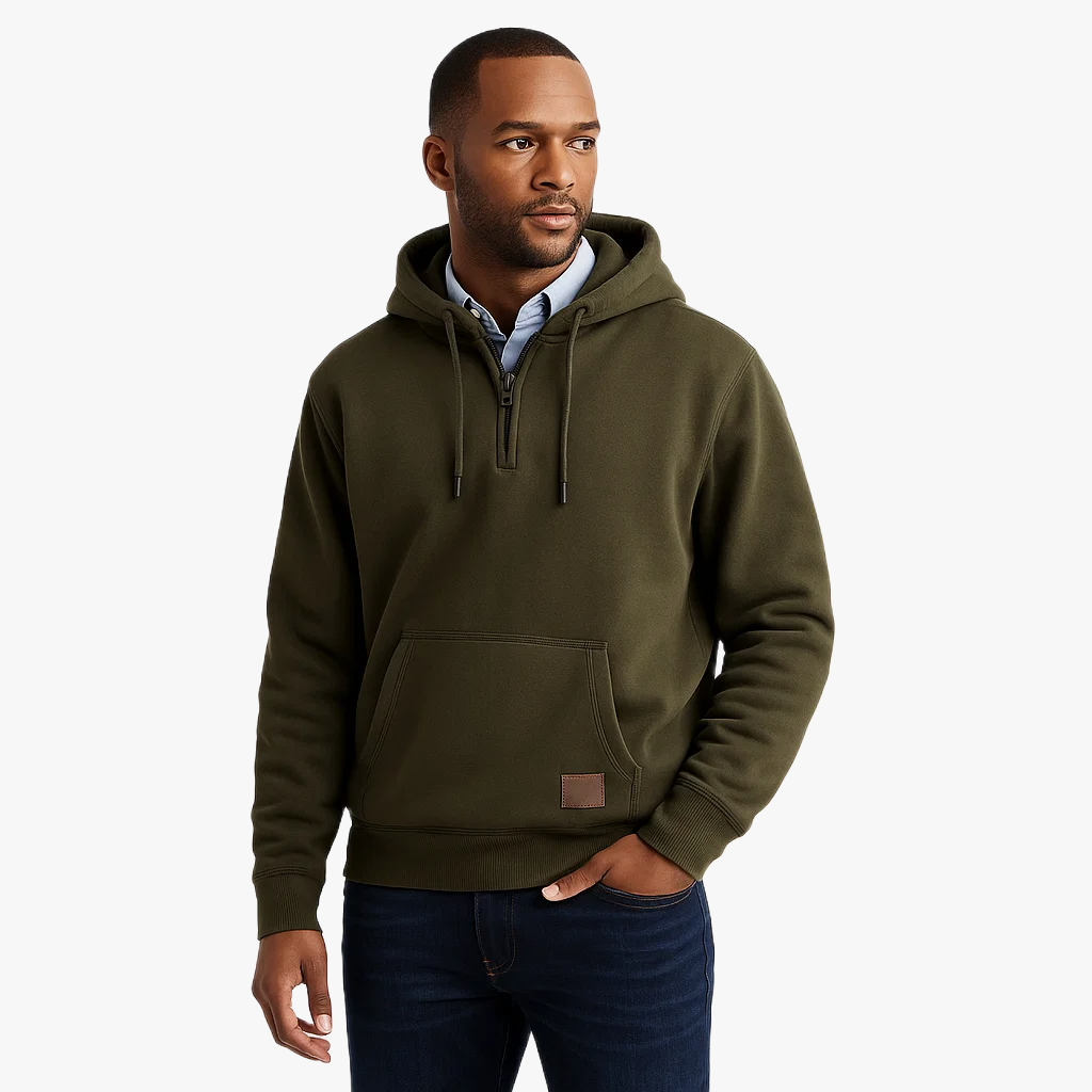 Warm Casual Half Zip Men's Hoodie