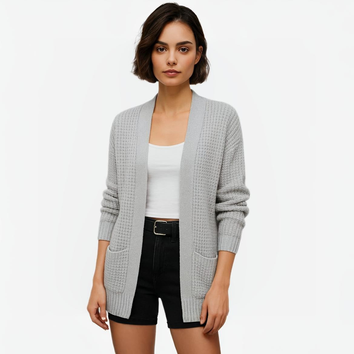 Chic Women's Knitted Cardigan with Pockets