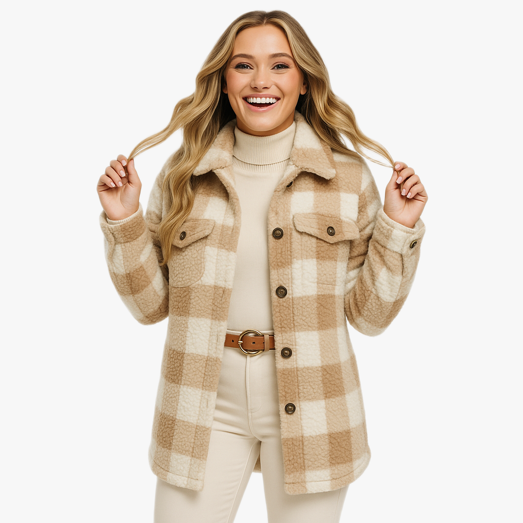 Stylish Warm Checked Winter Coat for Women