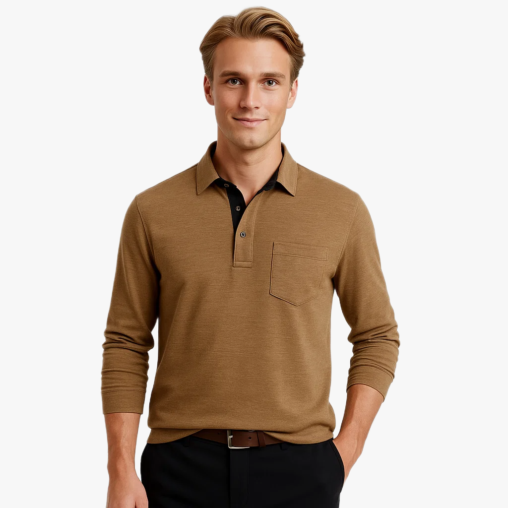 Stylish Long Sleeve Men's Polo Shirt