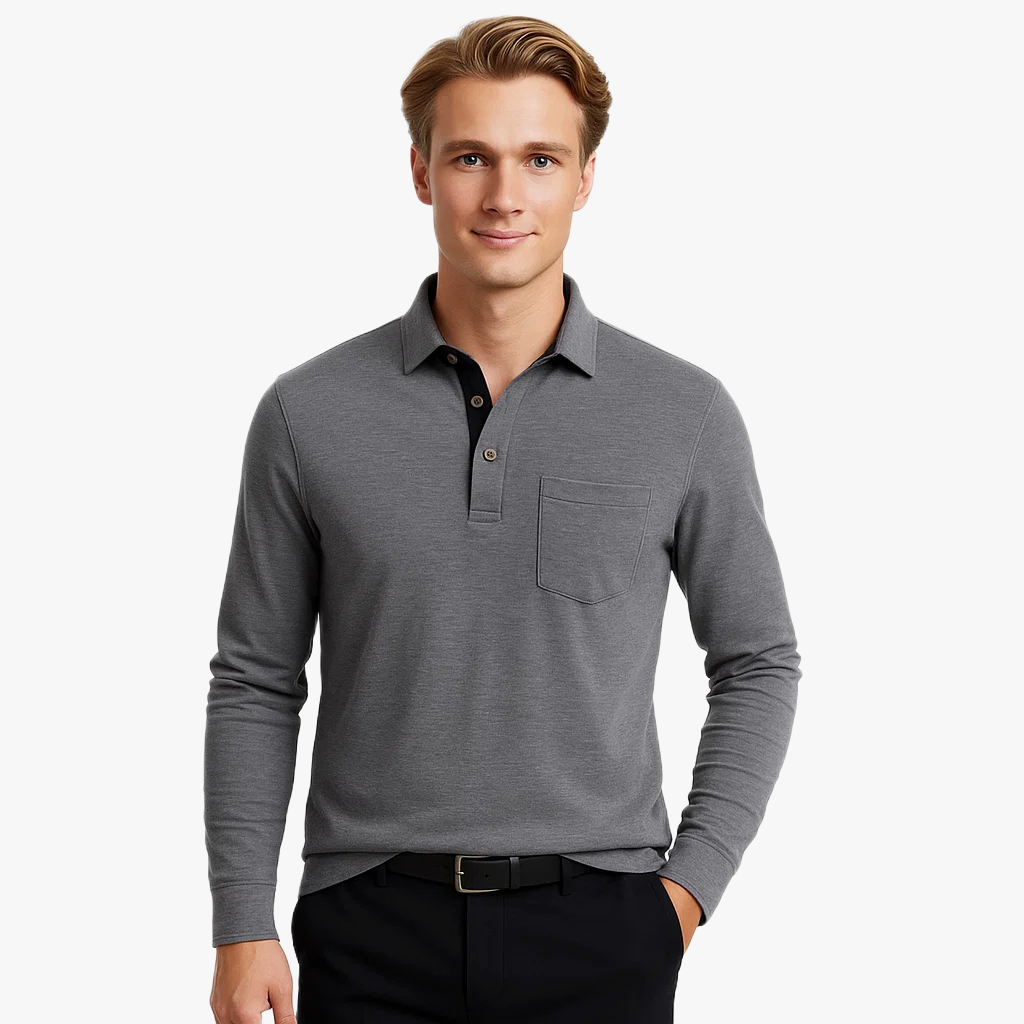 Stylish Long Sleeve Men's Polo Shirt