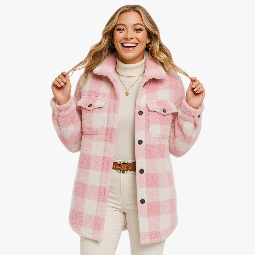 Stylish Warm Checked Winter Coat for Women