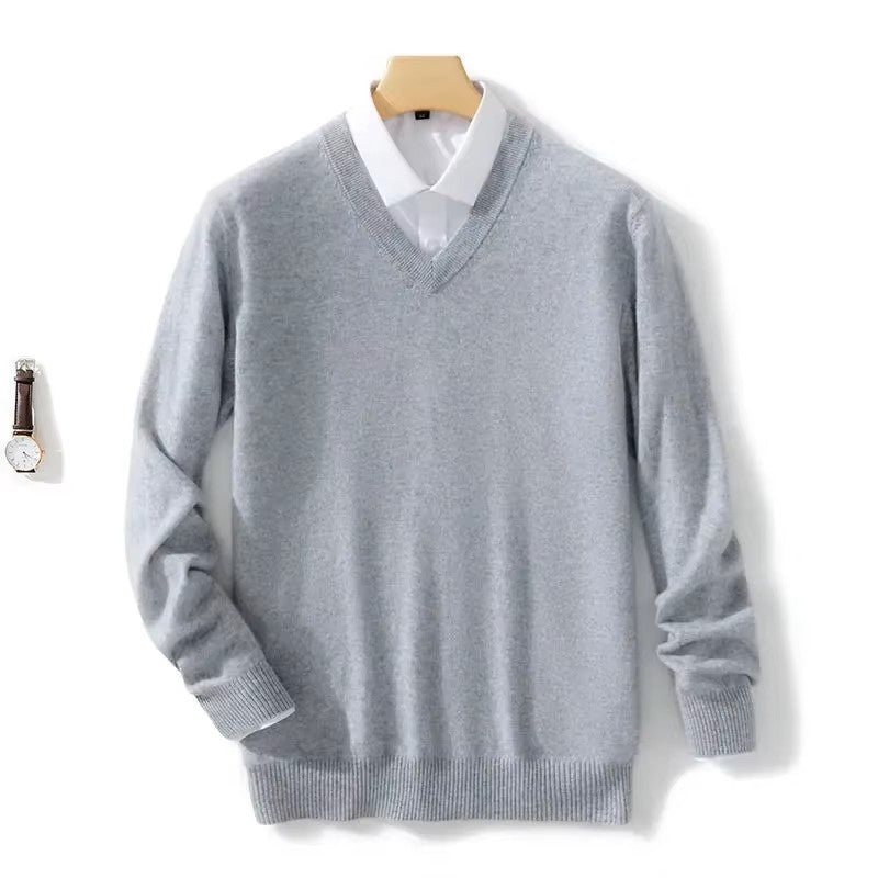 Men's V-Neck Sweater Versatile Lightweight Knitwear for Smart Casual Outfits
