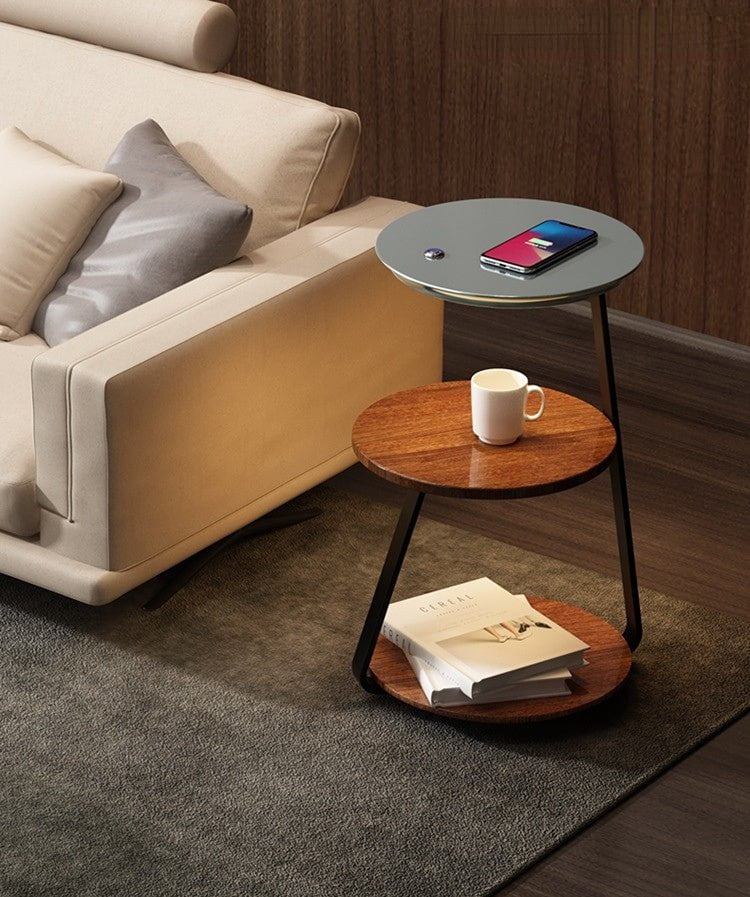 Bedside Table Lamp Compact Double-Layer Side Table