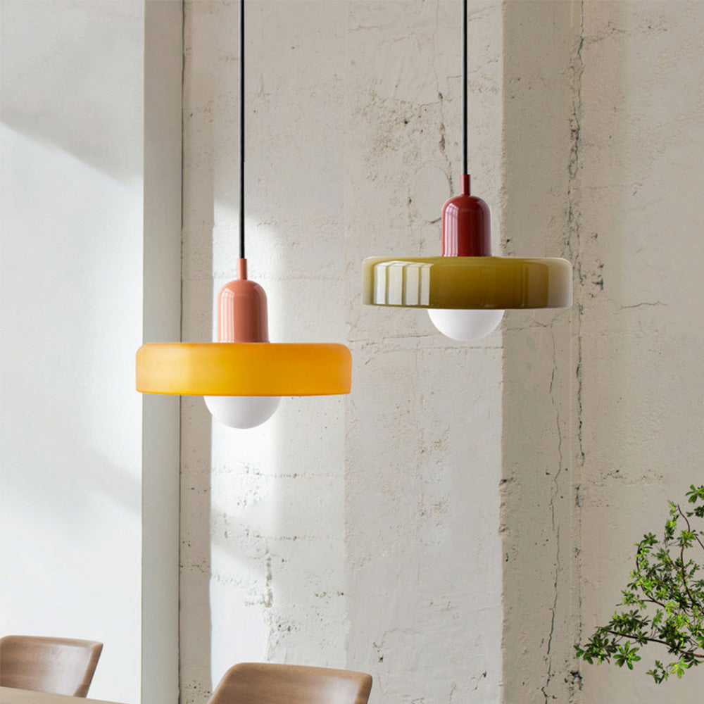 Contemporary Art Pendant Light Colored Glass Style Ceiling Lamp