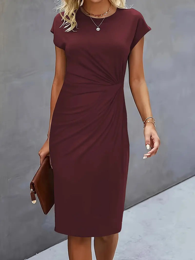 Women’s Scoop Neck Midi Dress Elegant Everyday Classic