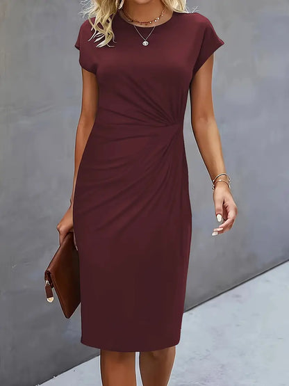 Women’s Scoop Neck Midi Dress Elegant Everyday Classic
