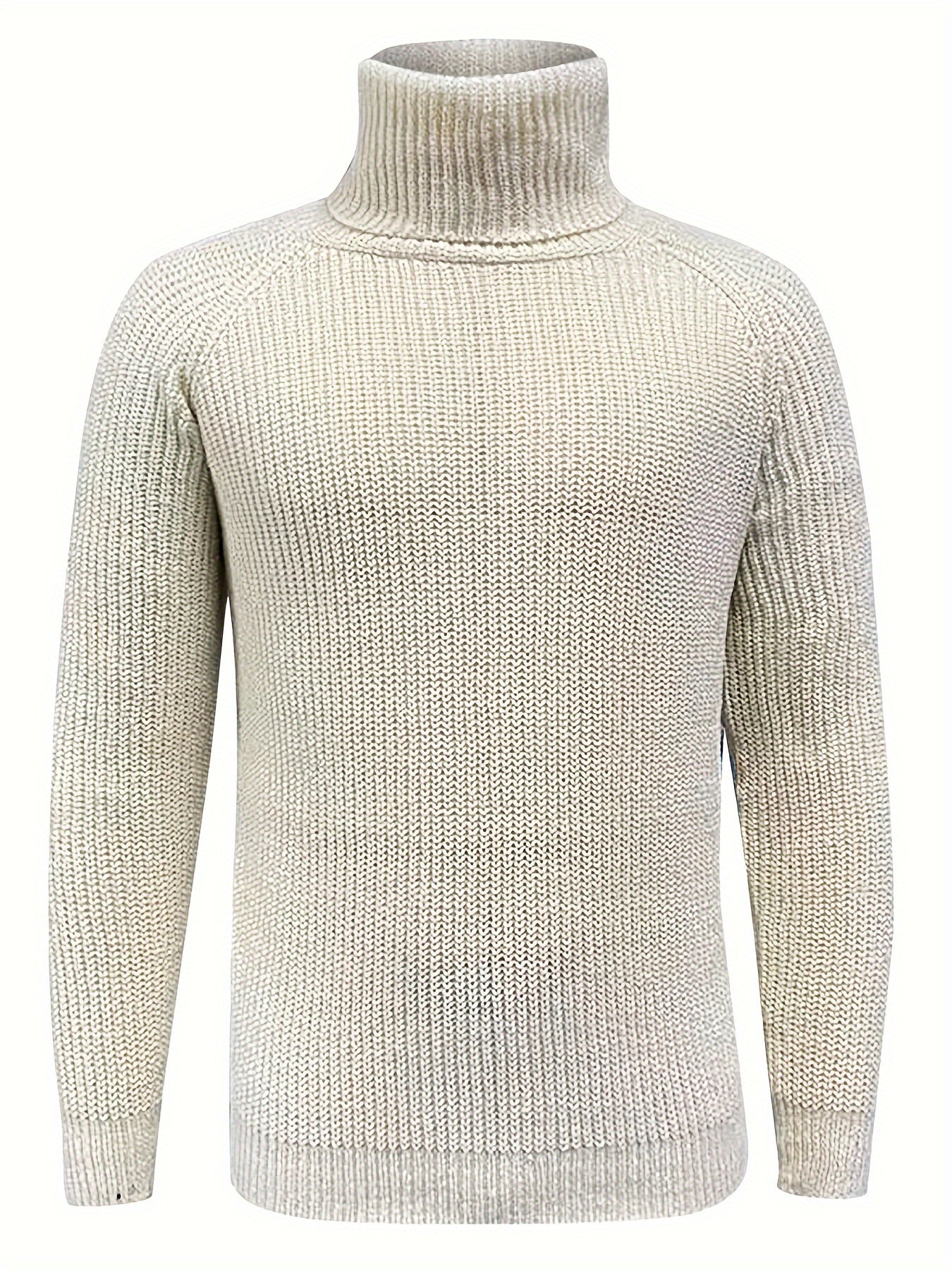 Men’s Beige Turtleneck Jumper Classic Warm Winter Knit