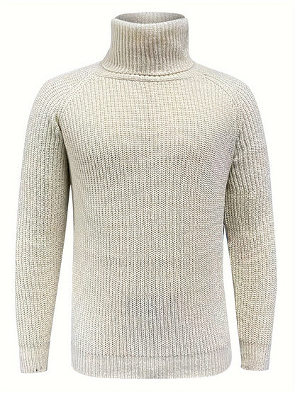 Men’s Beige Turtleneck Jumper Classic Warm Winter Knit