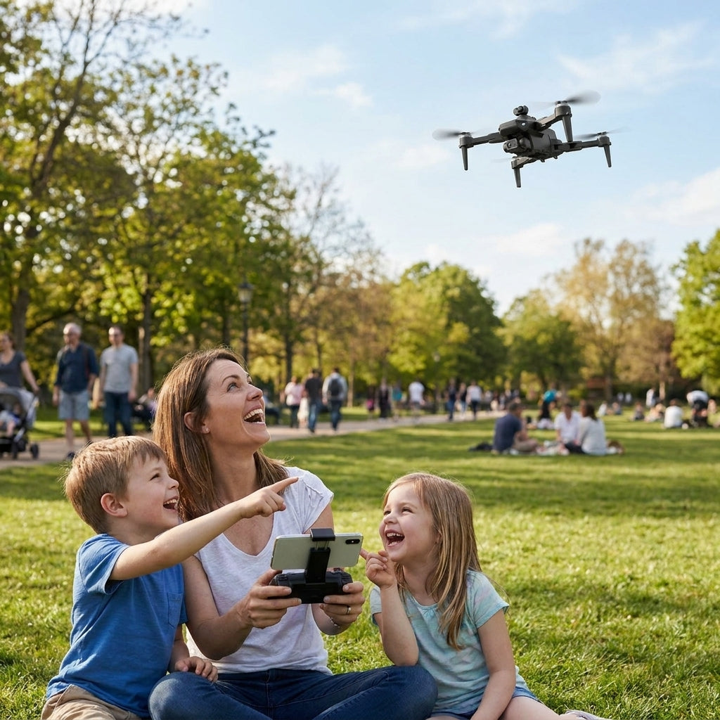 Foldable GPS Camera Drone — in use