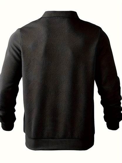Men’s Quarter Zip Jumper Casual Warm Geometric Knitwear