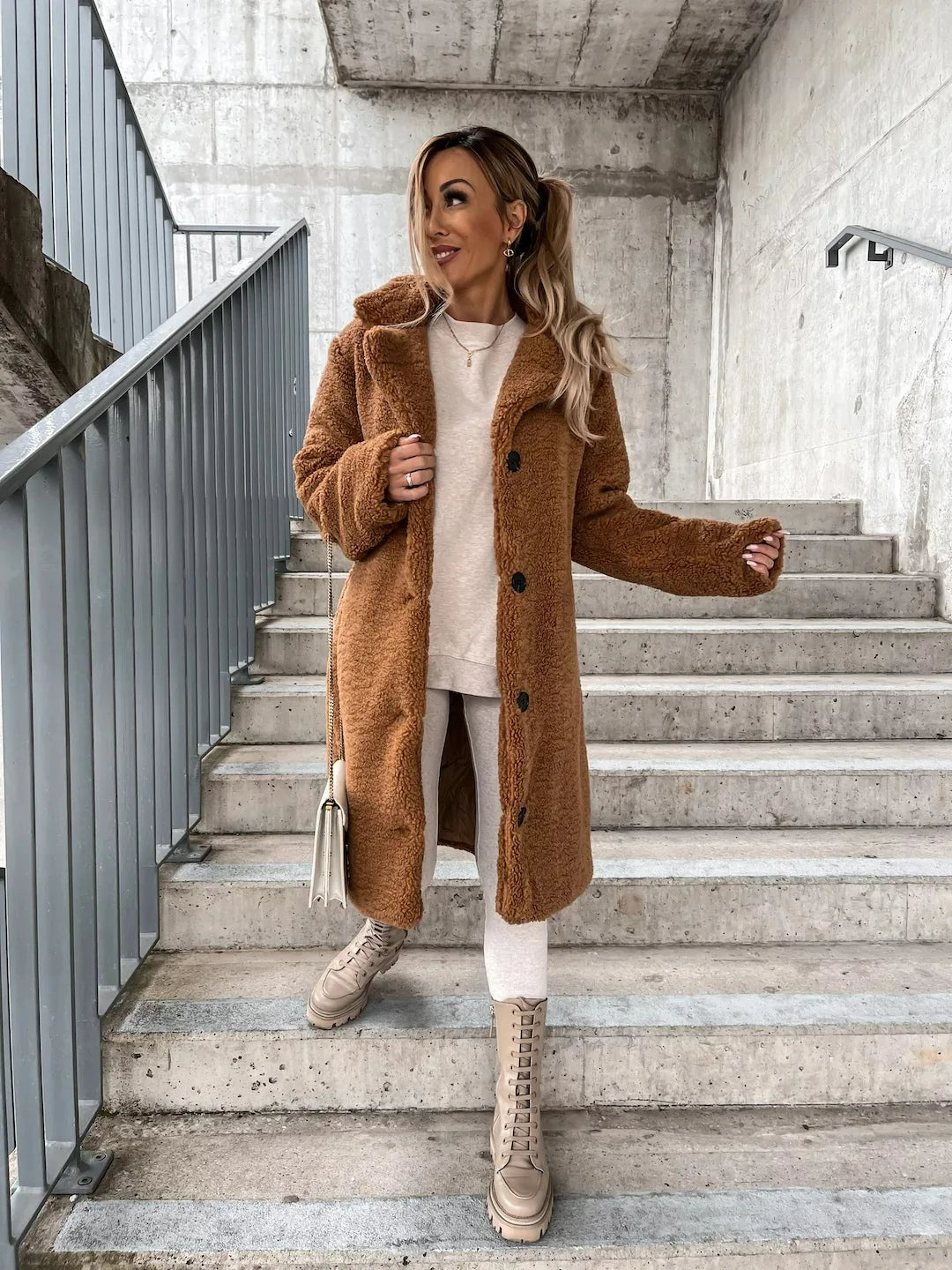 Women’s Classic Winter Trench Coat Cozy Knee-Length Outfit