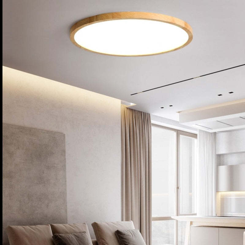 Round Flush Ceiling Light Minimalist Japanese-Inspired Design