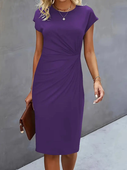 Women’s Scoop Neck Midi Dress Elegant Everyday Classic