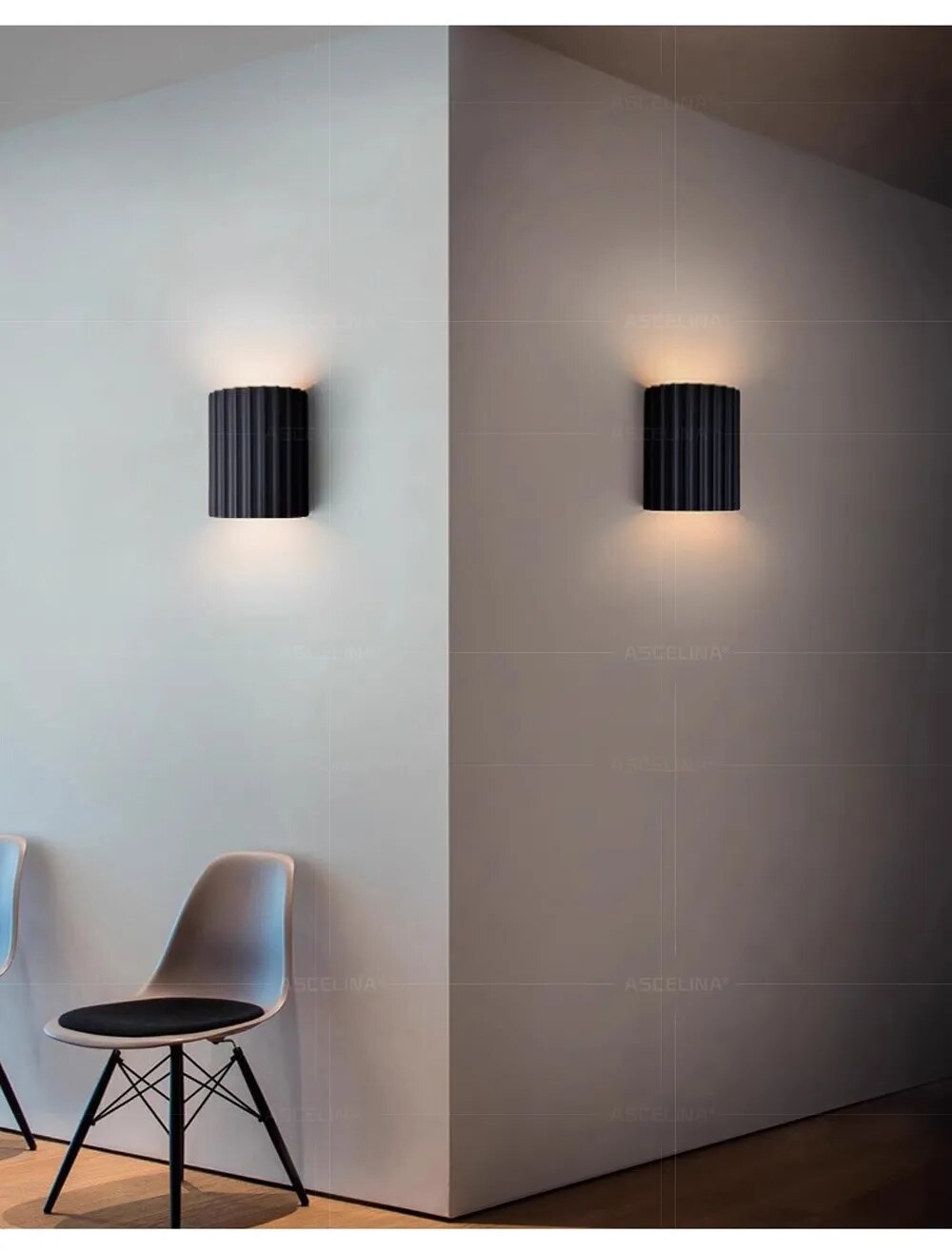 Indoor Wall Light Modern Ribbed Up-Down Glow Fixture