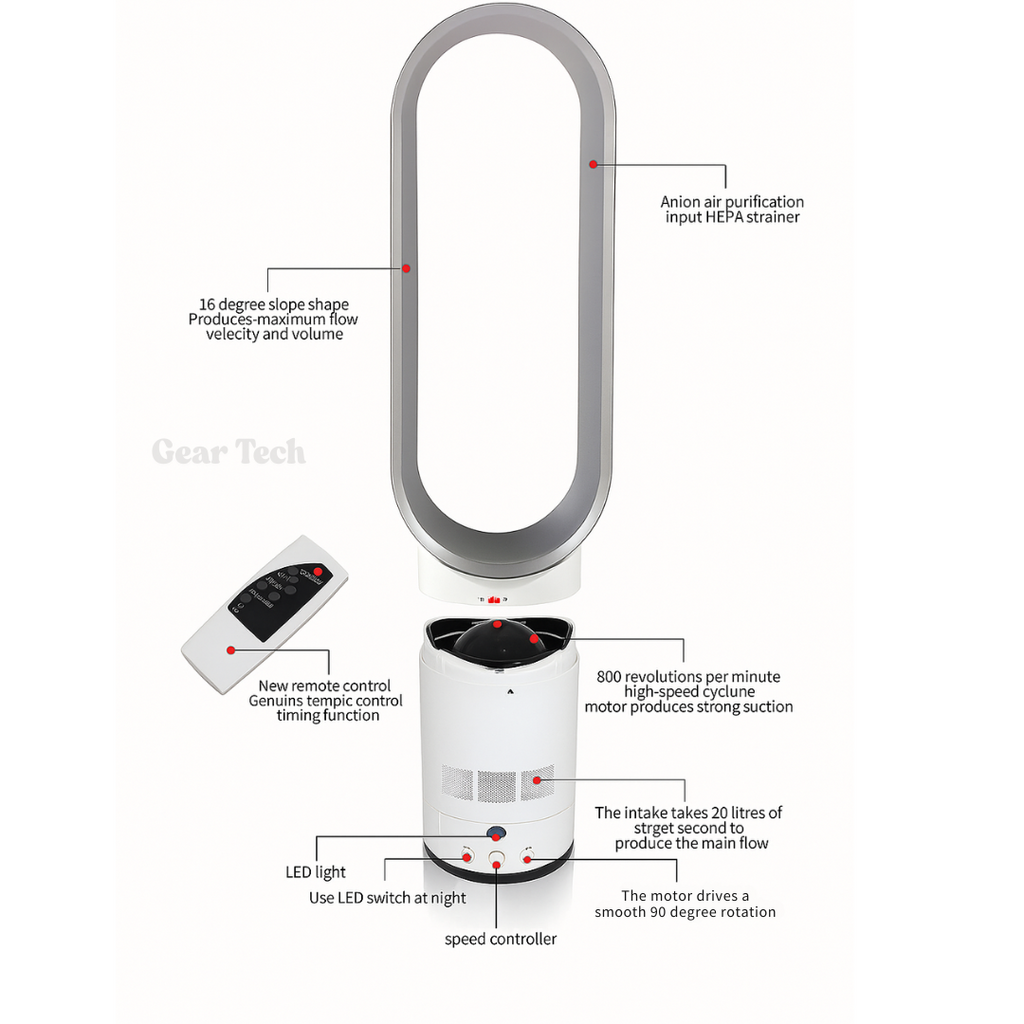 Safe & Stylish Bladeless Fan for Home Comfort