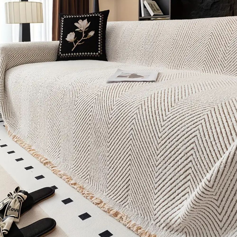 Modern Couch Protector with Herringbone Pattern
