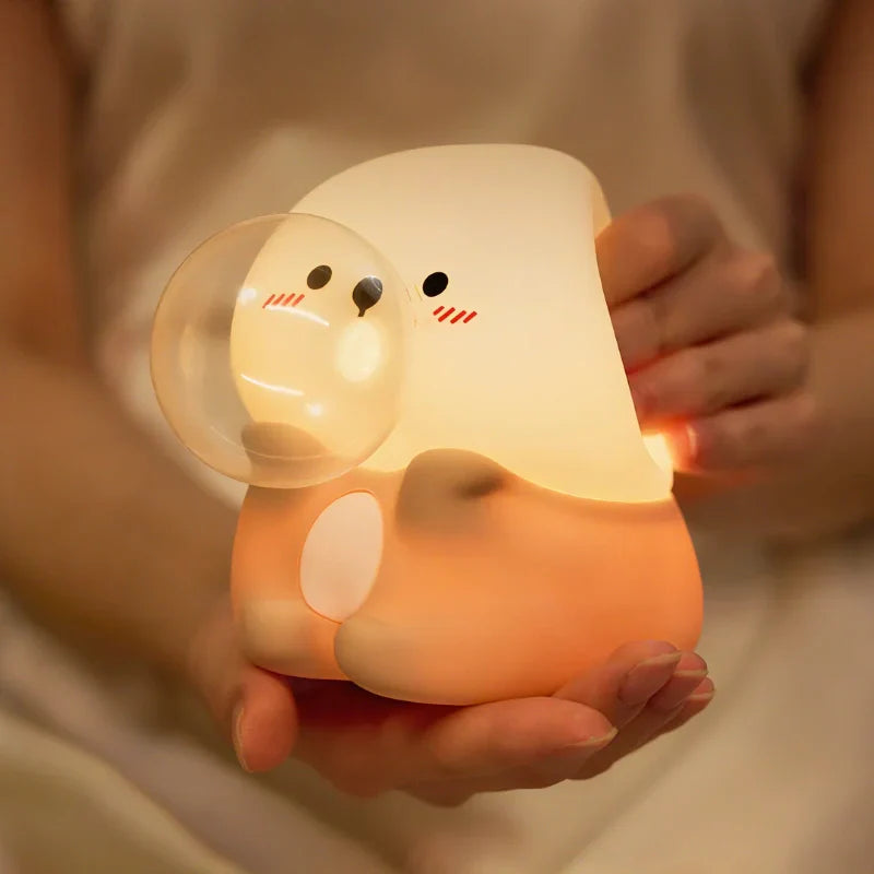 Cute Character Bedside Night Light Touch Control Rechargeable Lamp