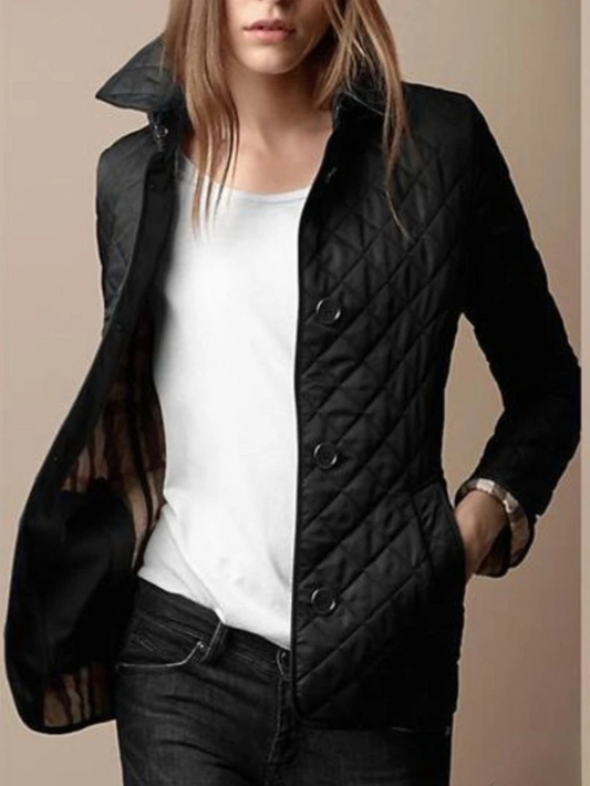 Women’s Quilted Collar Jacket for Daily Layering in Autumn and Winter