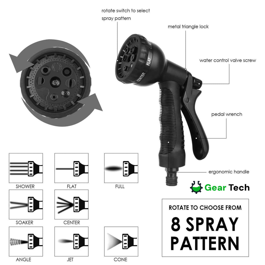 Expandable Garden Hose with 8‑Mode Spray Nozzle Leak‑Proof & Anti‑Kink