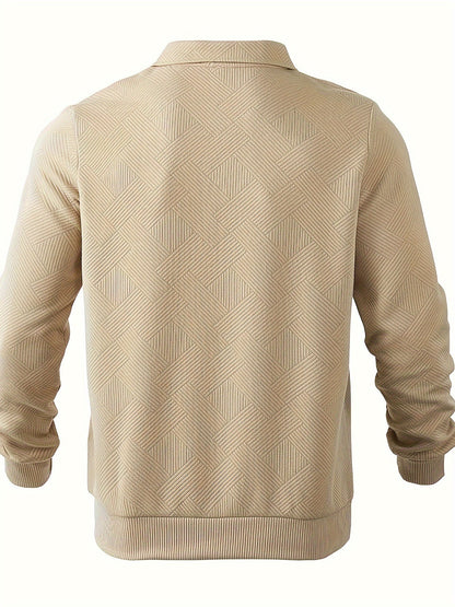 Men’s Quarter Zip Jumper Casual Warm Geometric Knitwear