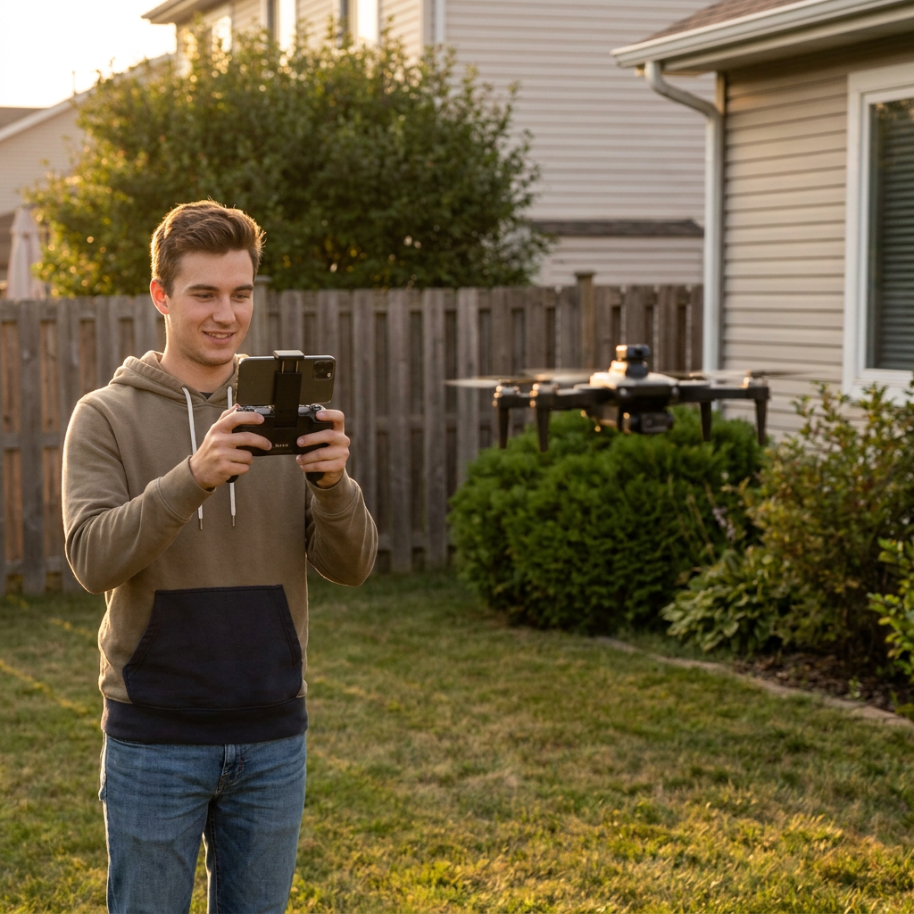Foldable GPS Camera Drone — in use