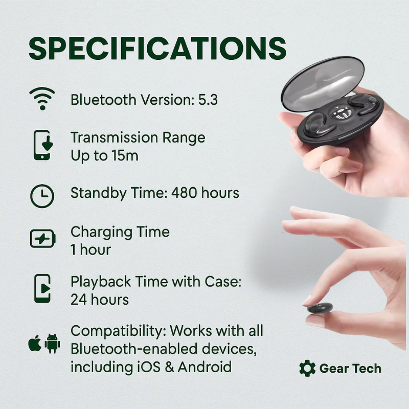 Wireless Sleep Earbuds Ultra-Small Noise-Blocking Earphones for Night Use
