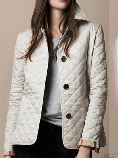 Women’s Quilted Collar Jacket for Daily Layering in Autumn and Winter