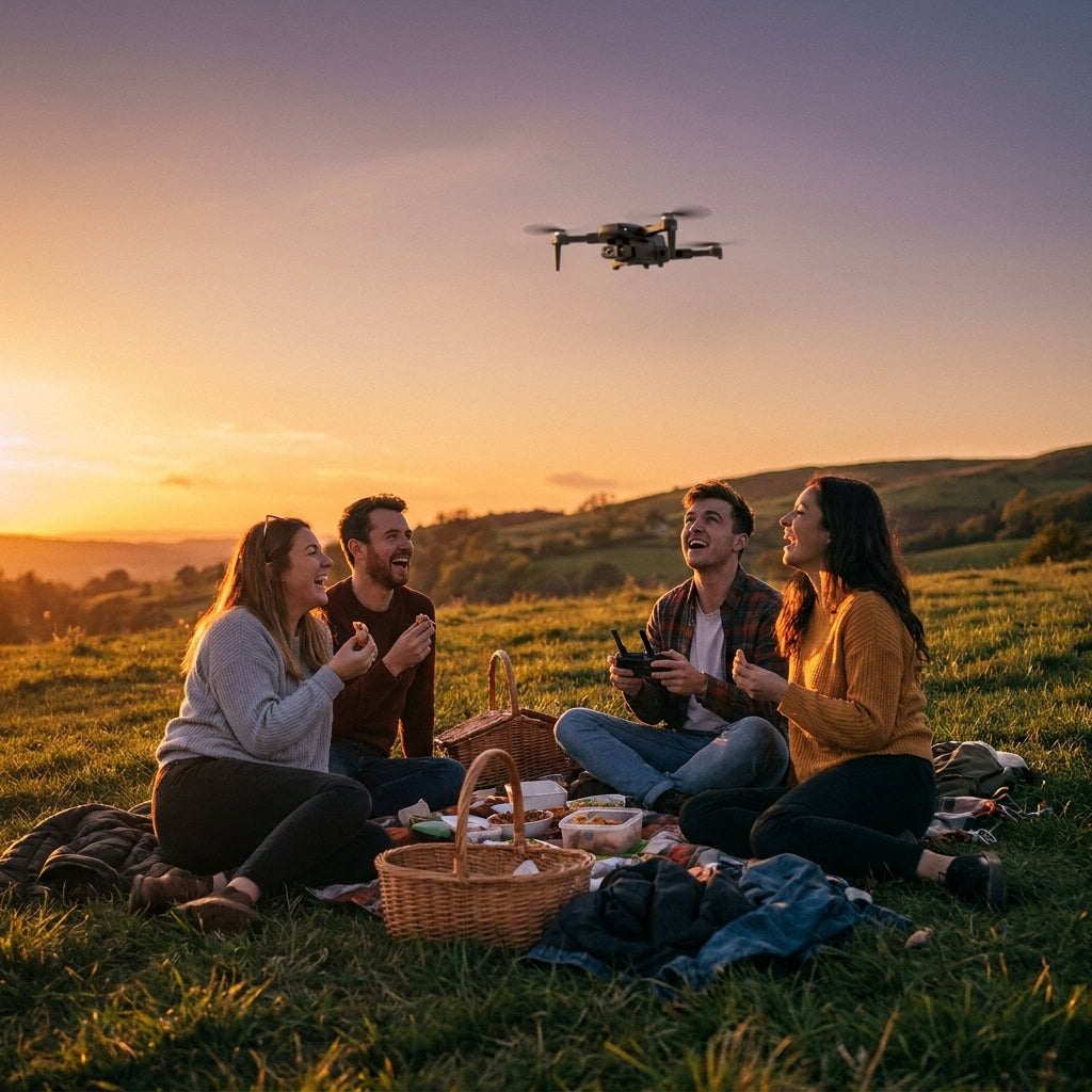 Foldable GPS Camera Drone — in use