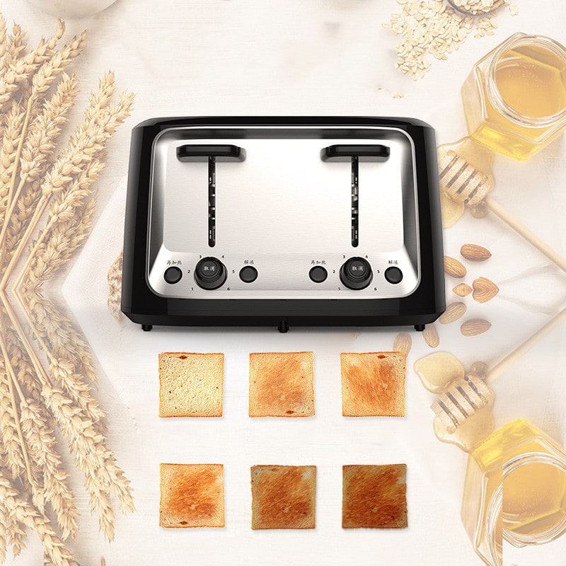 4 Slice Toaster Oven with Stainless Steel Top Dual Independent Controls and Cover Four - Image 2