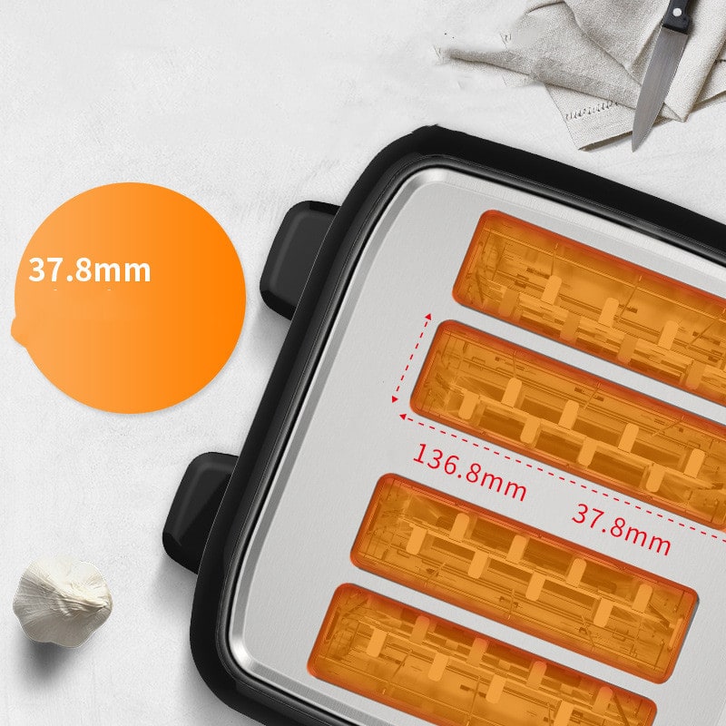 4 Slice Toaster Oven with Stainless Steel Top Dual Independent Controls and Cover Four - Image 5
