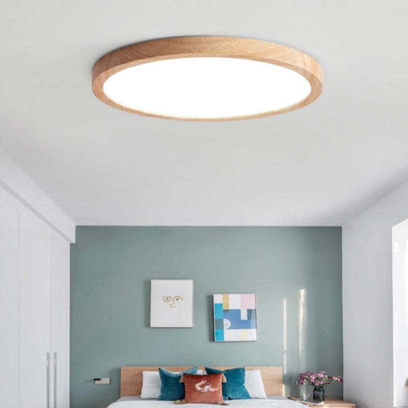 Round Flush Ceiling Light Minimalist Japanese-Inspired Design