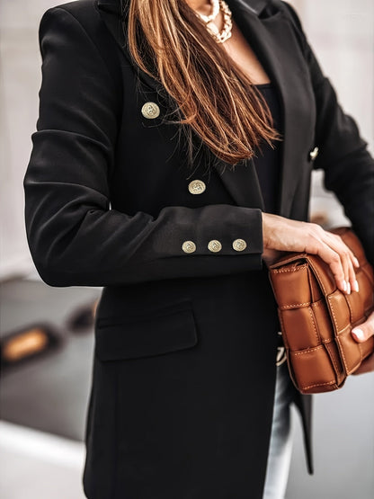 Women's Structured Blazer with Button Details for Autumn Winter Wear