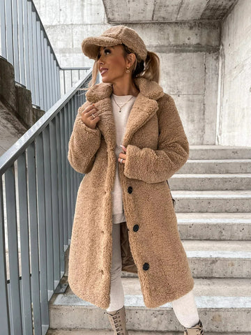 Women’s Classic Winter Trench Coat Cozy Knee-Length Outfit