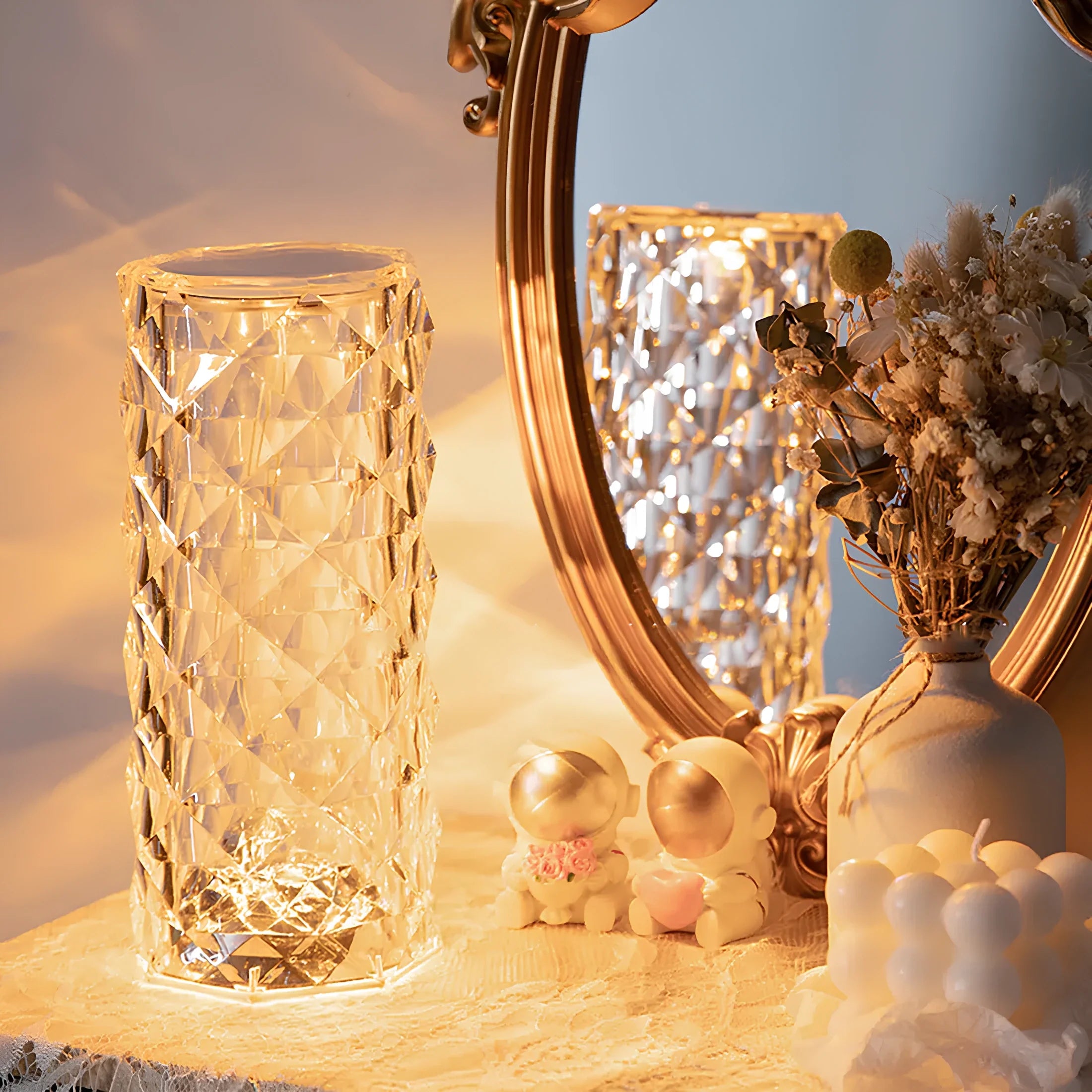 Elegant Crystal LED Lamp 16 Colour Options & Remote Control