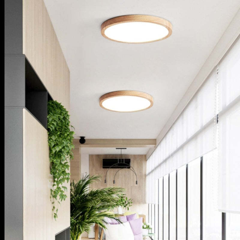 Round Flush Ceiling Light Minimalist Japanese-Inspired Design
