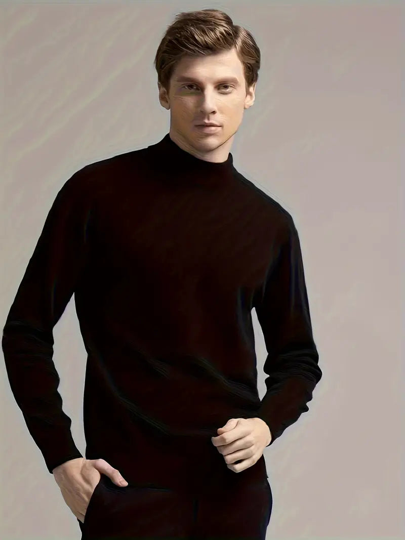 Men’s Pullover Sweater Classic Solid Long Sleeve
