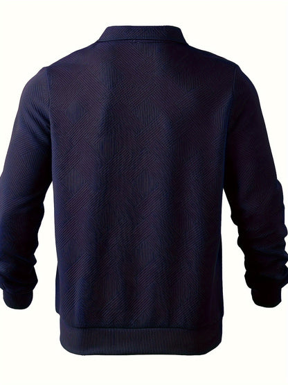 Men’s Quarter Zip Jumper Casual Warm Geometric Knitwear