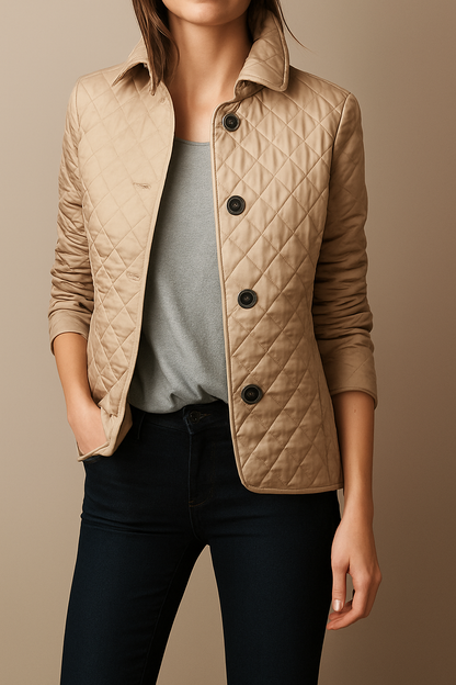 Women’s Quilted Collar Jacket for Daily Layering in Autumn and Winter