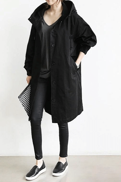 Women’s Oversized Warm Knee-Length Raincoat