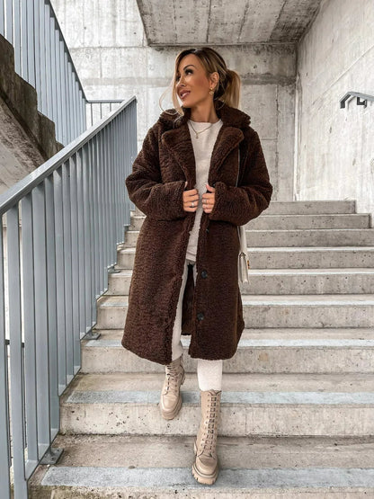 Women’s Classic Winter Trench Coat Cozy Knee-Length Outfit