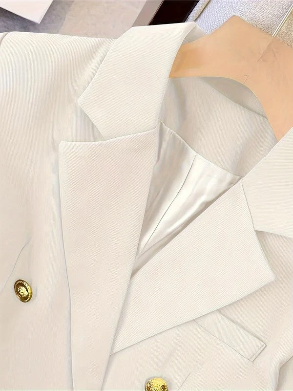 Women’s Fitted Formal Blazer with Classic Gold Button Design